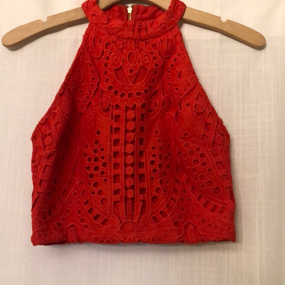 Red woven crop top
